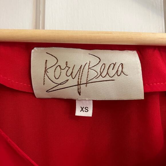 Rory Beca dress faux wrap red mini 100% silk - Picture 5 of 10